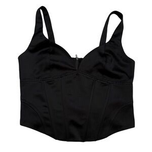 Jason Wu Black Satin Bustier Crop Top Structured & Chic Size Medium NWOT